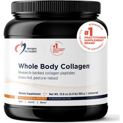 Designs for Health Whole Body Collagen Powder - Hydrolyzed Collagen Peptides Powder for Skin, Joint + Bone Health - Fortigel, Fortibone & Verisol Collagen for Women & Men, Unflavored (30 Servings)