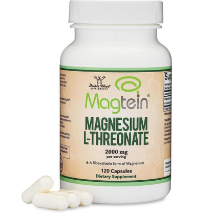 Magnesium L Threonate, Magtein, Sleep and Cognitive Support – High Absorption – Most Bioavailable Form of Magnesium – 2,000 mg – 120 Capsules
