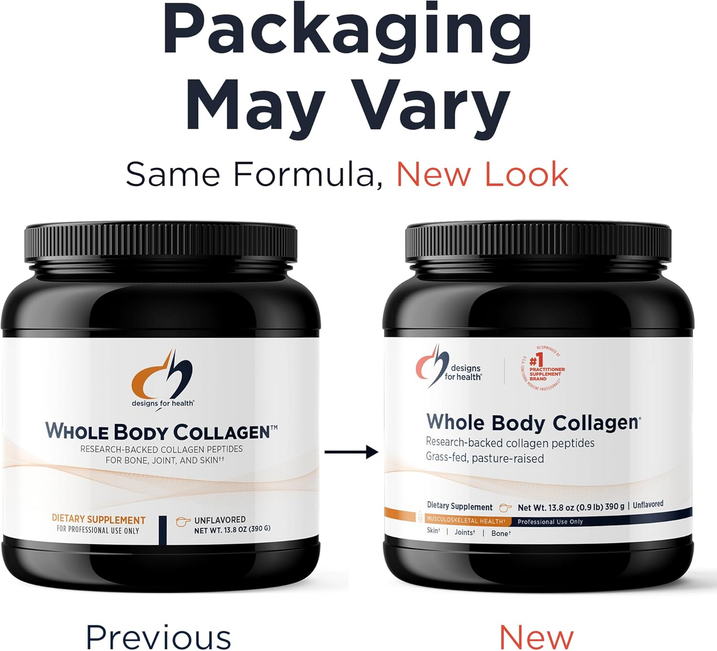 Designs for Health Whole Body Collagen Powder - Hydrolyzed Collagen Peptides Powder for Skin, Joint + Bone Health - Fortigel, Fortibone & Verisol Collagen for Women & Men, Unflavored (30 Servings)