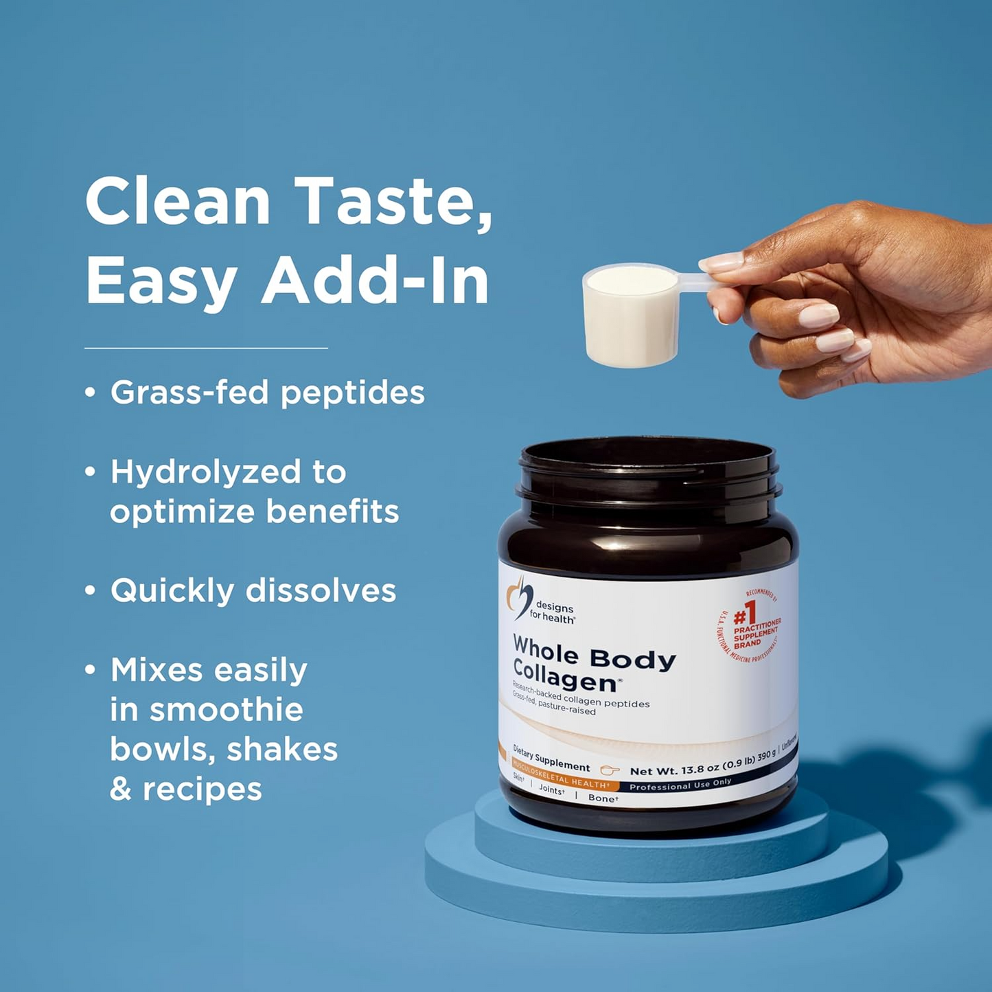 Designs for Health Whole Body Collagen Powder - Hydrolyzed Collagen Peptides Powder for Skin, Joint + Bone Health - Fortigel, Fortibone & Verisol Collagen for Women & Men, Unflavored (30 Servings)