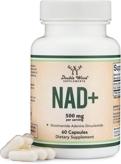 Double Wood Supplements NAD Anti Aging & Cell Regeneration | 500mg of 95% Pure NAD+ Per Serving, 30 Day Supply | Similar to Nicotinamide Riboside | Third Party Tested, Vegan Safe, Non-GMO